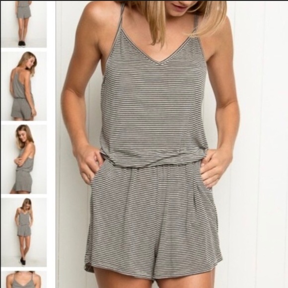 Brandy Melville black & white striped romper - Picture 2 of 3